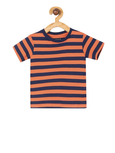 

Donuts Boys Orange Striped Round Neck T-shirt
