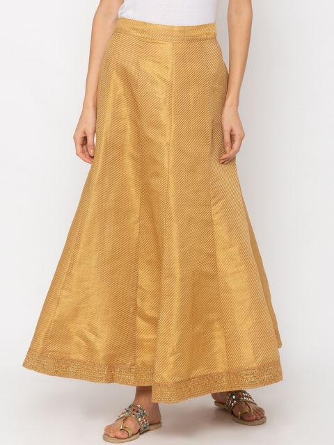 

Globus Women Gold-Coloured Striped Flared Maxi Skirt