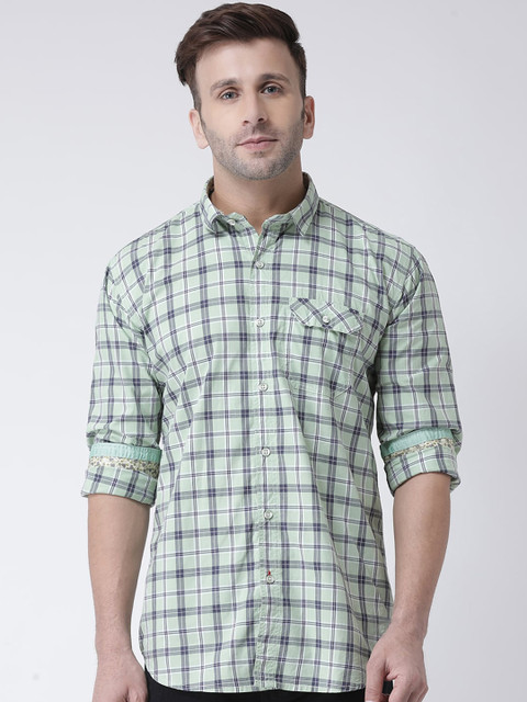 

COBB Men Green Slim Fit Checked Casual Shirt
