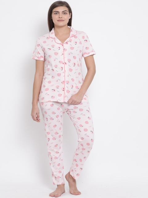 

Kanvin Women Pink Printed Night suit