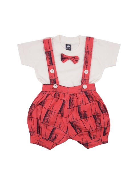 

Jb Club Pink Appliqued Dungaree With Tshirt
