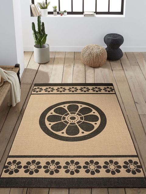 

Saral Home Grey & Beige Floral Printed Luxurious Anti-Skid Carpet