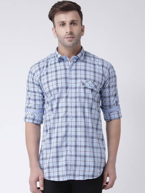 

COBB Men Blue & White Slim Fit Checked Casual Shirt