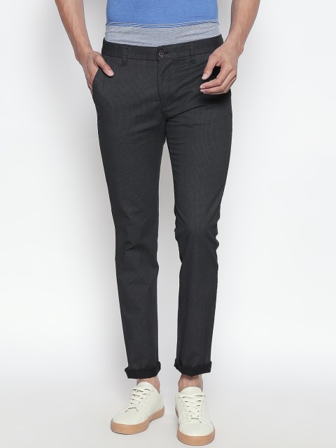 

BYFORD by Pantaloons Men Black Slim Fit Solid Regular Trousers