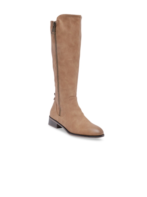 

Call It Spring Women Beige Solid High-Top Flat Boots