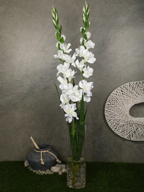

PolliNation White & Green Pack of 2 Classic Artificial Gladiolus Flowers