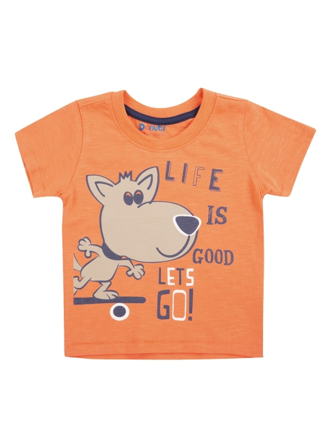 

Donuts Infant Boys Orange & Blue Printed Round Neck T-shirt