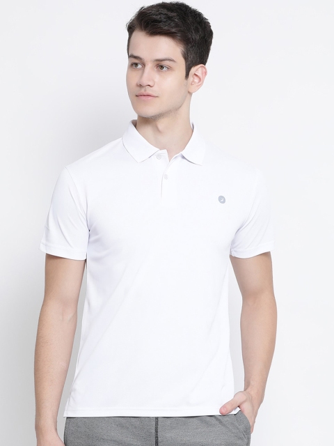 

BUKKUM Men White Solid Polo Collar T-shirt
