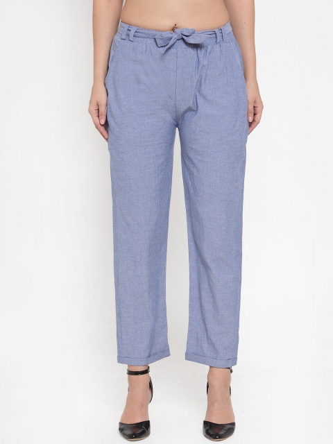 

Baani Creations Women Blue Smart Regular Fit Solid Regular Trousers