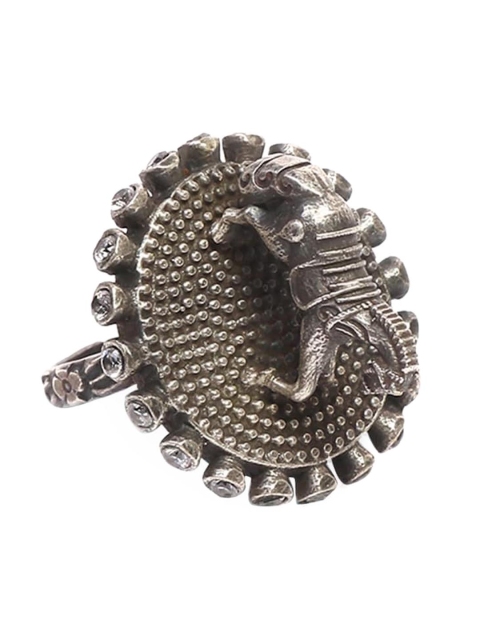 

Infuzze Oxidised Silver-Plated Horse-Shaped Finger Ring