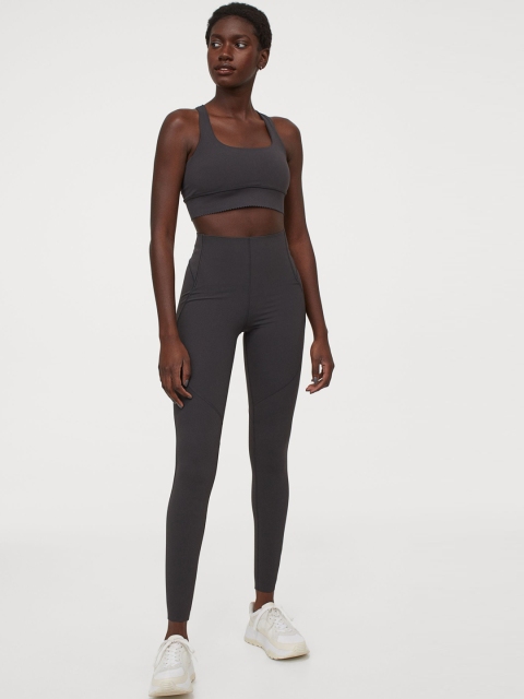 

H&M Women Grey Solid Shaping Tights High Waist