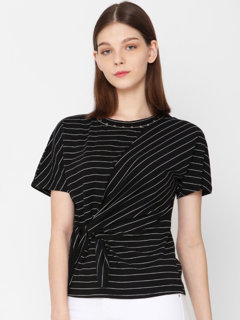 

Deal Jeans Women & White Black Striped Tie-Up Top
