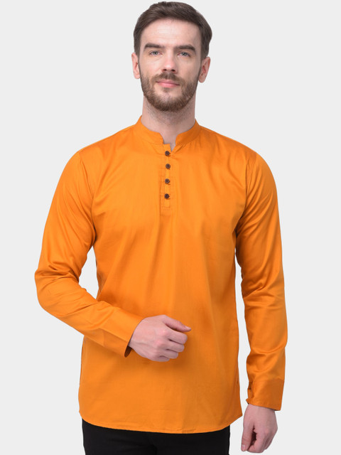 

SG LEMAN Men Orange Solid Straight Kurta