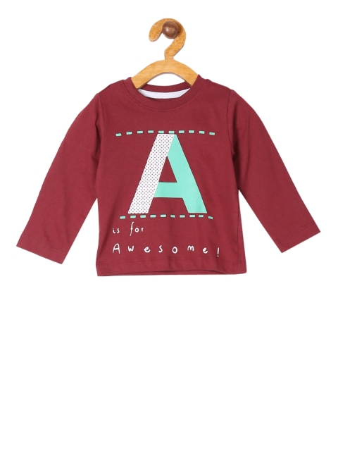 

Donuts Infant Boys Red & Turquoise Blue Printed Round Neck T-shirt