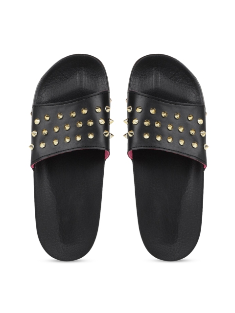 

KazarMax Women Black Embellished Sliders