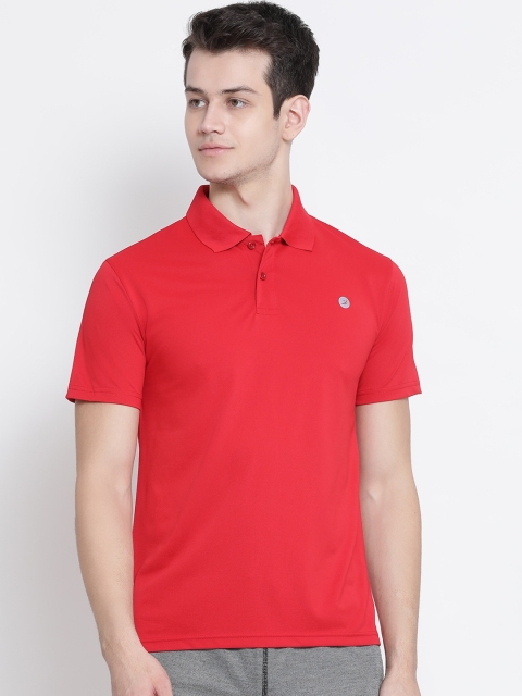

BUKKUM Men Red Solid Polo Collar T-shirt