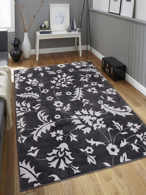 

Saral Home Grey & White Floral Anti-Skid Carpet