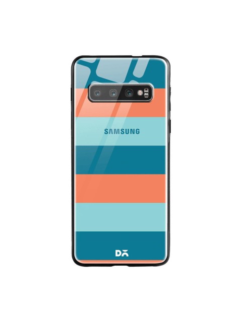 

DailyObjects Teal Blue & Orange Sumer Lines Samsung Galaxy S10 Shock Absorbent Glass Case