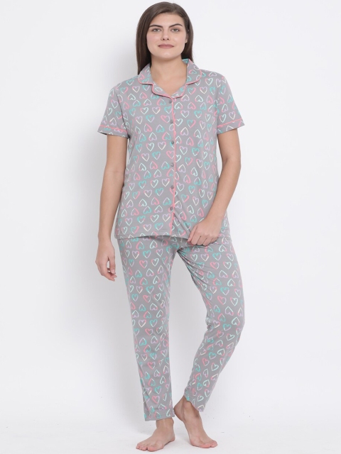 

Kanvin Women Grey & Pink Printed Night Suit NS2054