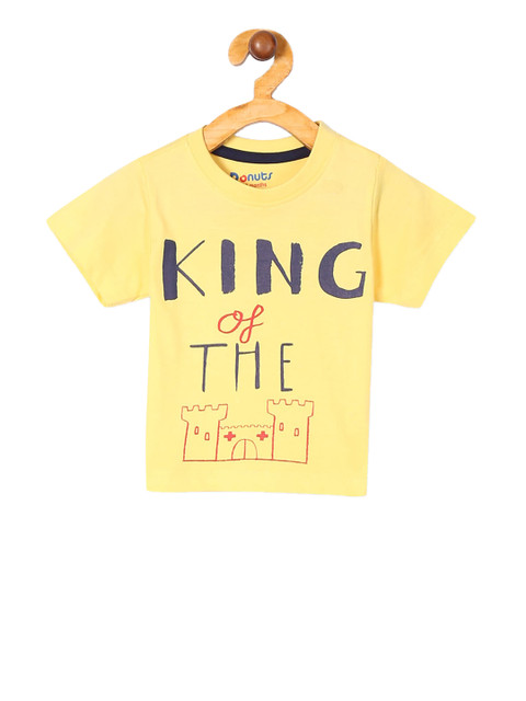 

Donuts Boys Yellow & Black Printed Round Neck T-shirt