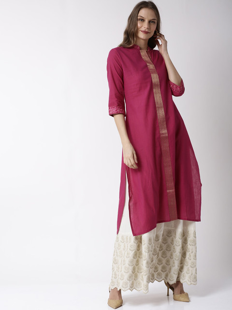 

Soch Women Pink Solid A-Line Kurta