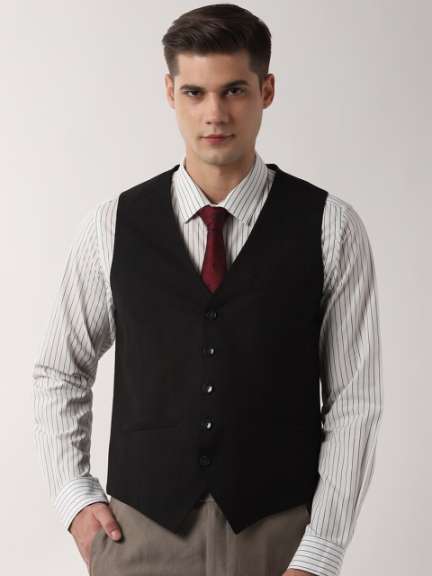 

Peter England Elite Men Black Solid Formal Waistcoat