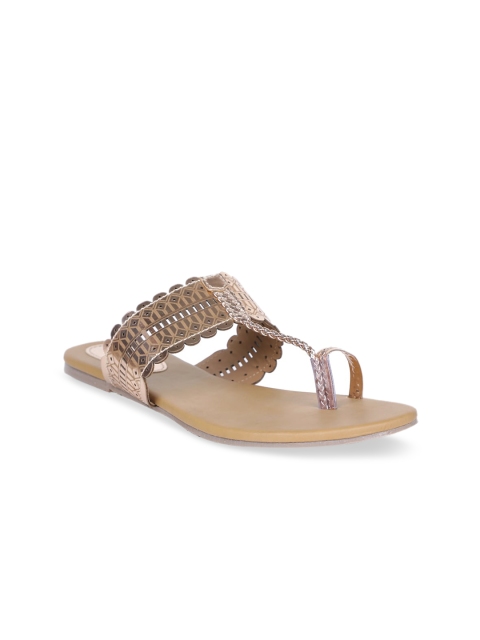 

Bata Women Gold-Toned Textured One Toe Flats