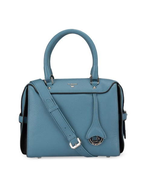 Da Milano Blue Solid Leather Handheld Bag