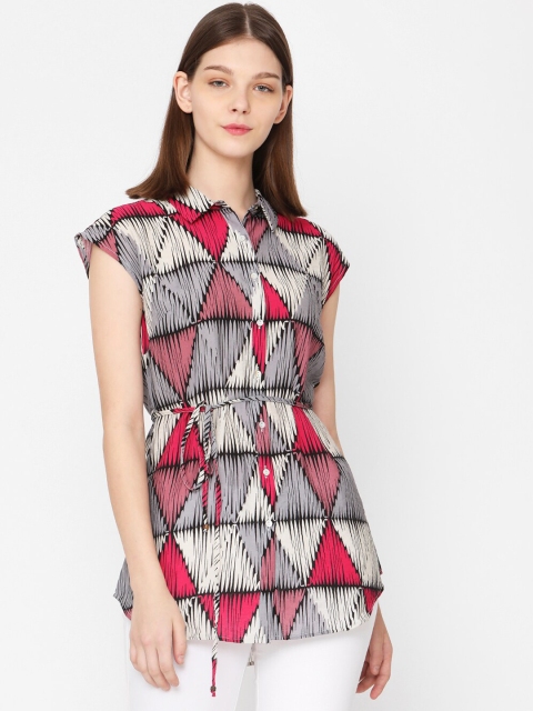 

Deal Jeans Women's White & Grey Printed Tunic