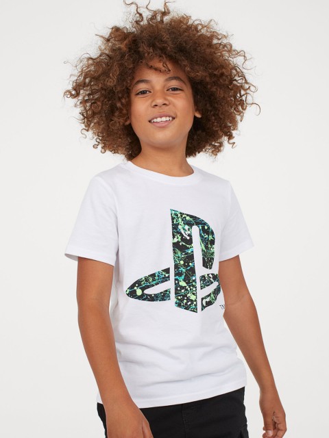 

H&M Boys White Printed T-shirt
