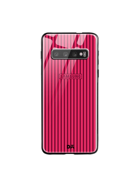 

DailyObjects Pink & Burgundy Stripes Samsung Galaxy S10 Shock Absorbent Glass Case