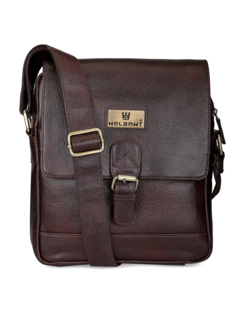 

WELBAWT Unisex Brown Solid Leather Messenger Bag