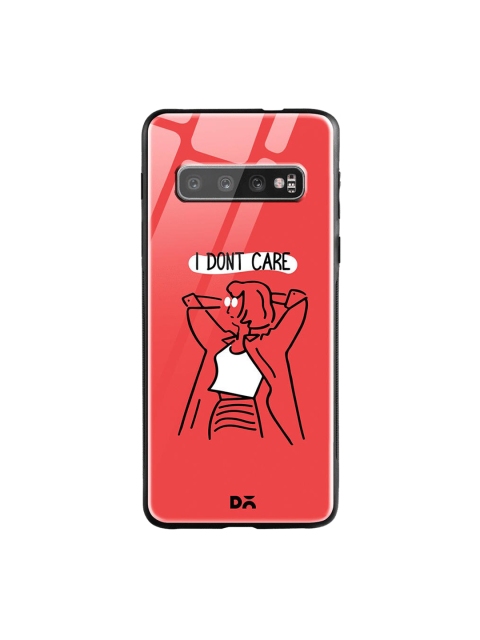 

DailyObjects Pink & White I Don't Care Samsung Galaxy S10 Shock Absorbent Glass Case