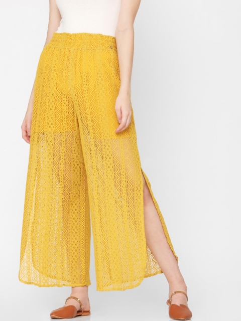 

Deal Jeans Women Mustard Yellow Embroidered Wide Leg Palazzos