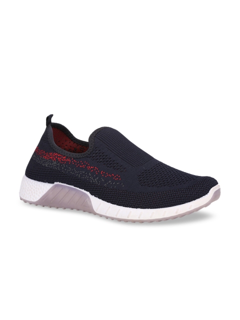 

North Star Men Navy Blue & Red Woven Design Slip-On Sneakers
