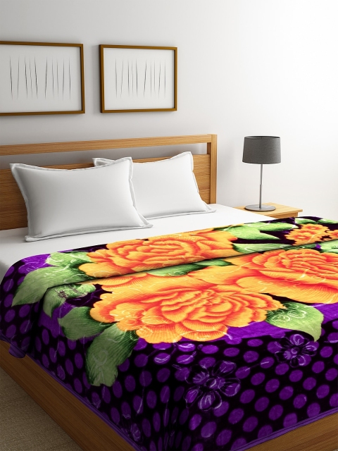 

NEUDIS Multicoloured Floral Heavy Winter 600 GSM Double Bed Blanket, Multi