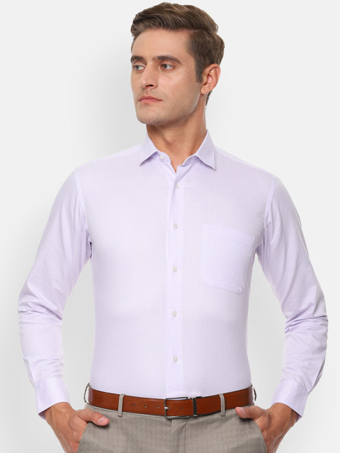 

Van Heusen Men Lavender Regular Fit Checked Formal Shirt