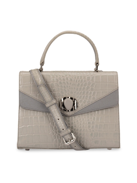 

Da Milano Grey Textured Leather Handheld Bag