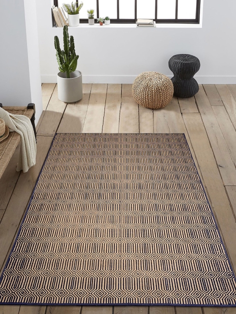 

Saral Home Black & Beige Trellis Print Imperial Anti-Skid Jute Carpet