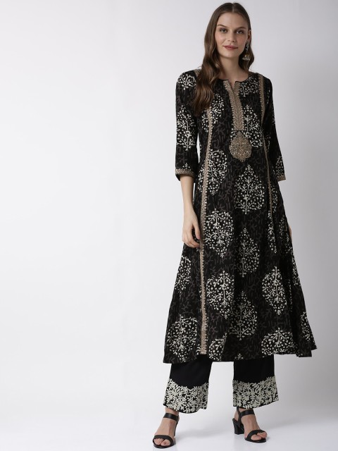 

Soch Women Black Block Print A-Line Kurta