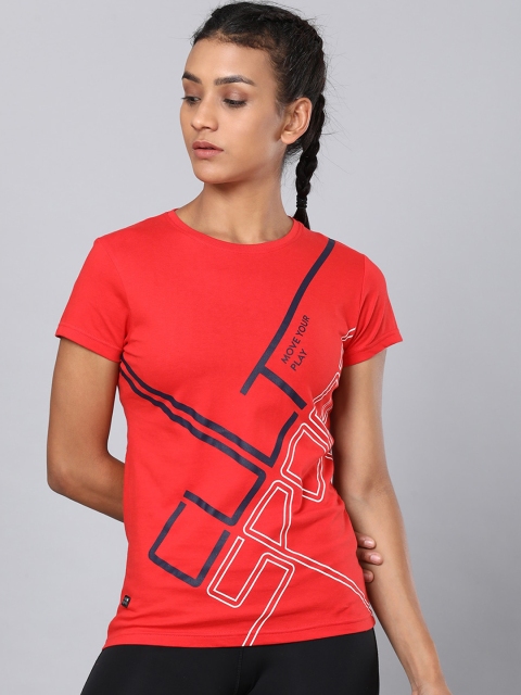 

Cultsport Women Red Printed Round Neck T-shirt