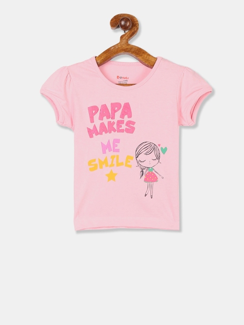 

Donuts Infant Girls Pink Printed Round Neck T-shirt