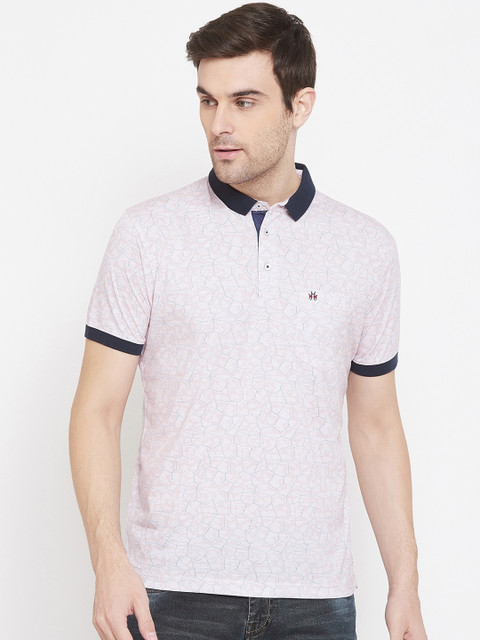 

Crimsoune Club Men Pink Printed Polo Collar T-shirt