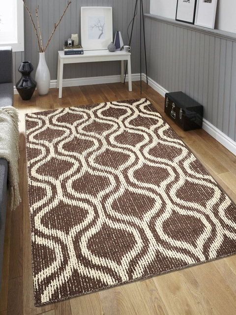 

Saral Home Brown & Beige Trellis Pattern Anti-Skid Carpet