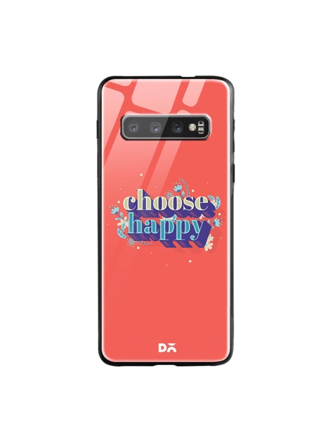 

DailyObjects Black & Grey Choose Happy Samsung Galaxy S10 Shock Absorbent Glass Case, Red