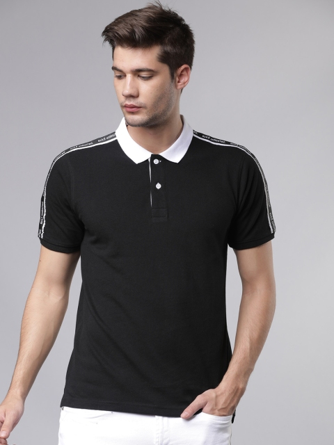

Ecko Unltd Men Black & White Solid Slim Fit Polo Collar T-shirt