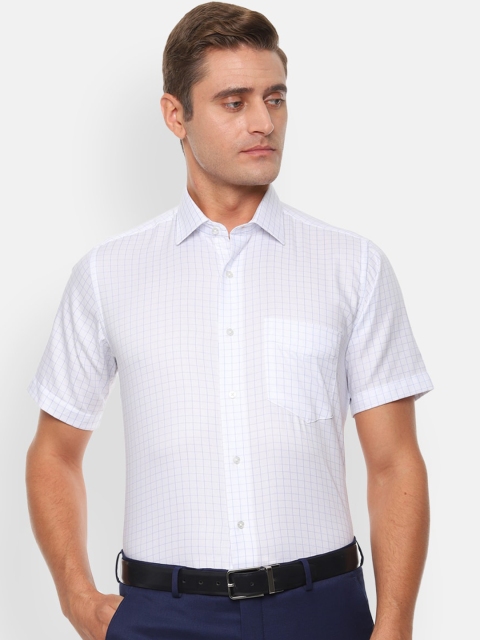 

Van Heusen Men White & Blue Regular Fit Checked Formal Shirt