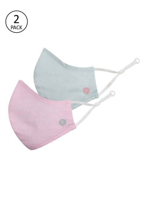 

Van Heusen Woman Pack of 2 Pcs Pink & Green Reusable 3-Ply Protective Outdoor Masks, Multi
