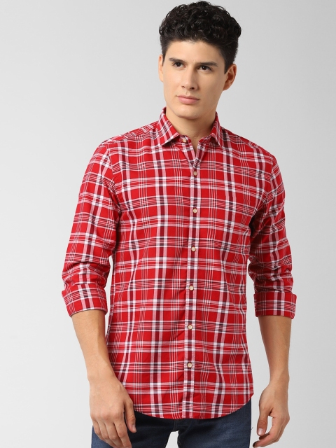 

Peter England Elite Men Red & White Slim Fit Checked Casual Shirt
