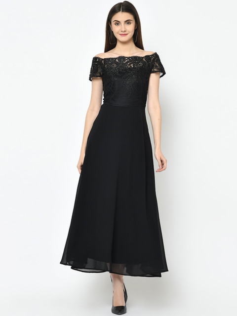 

Latin Quarters Women Black Solid Maxi Dress